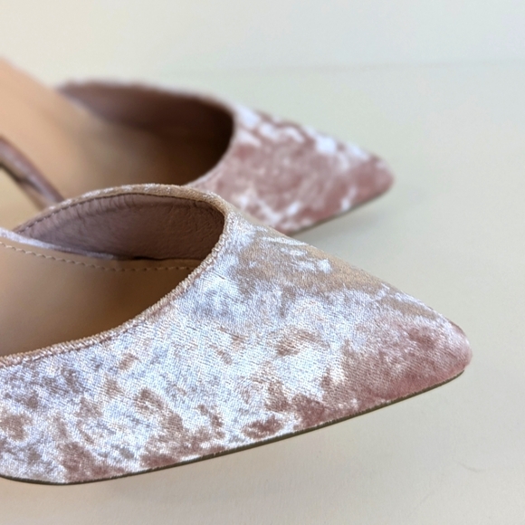 Justfab Cosette Court Crushed Velvet Ankle Tie Pointy Toe Heels Pink Blush sz 10 - Picture 7 of 13
